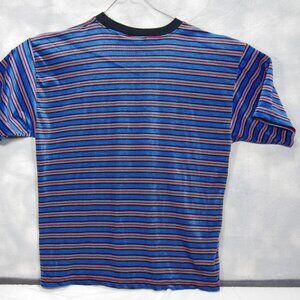 Vintage 80s 90s Santana Striped Tee Shirt Velour Terry Soft Grunge Skater XL